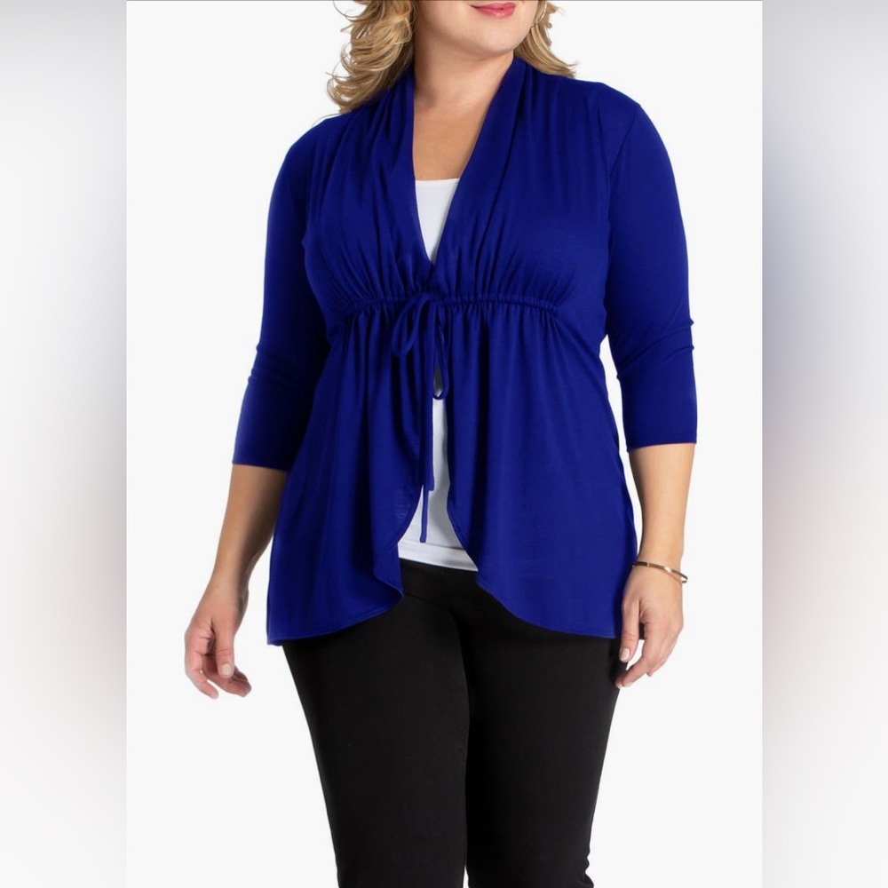 Kiyonna Sunset Stroll Vibrant Blue Cardigan